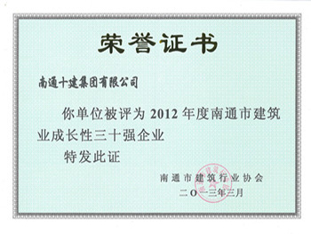 2012年市建筑成長性三十強